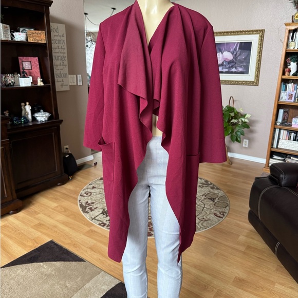 SHEIN red long sleeve cardigan w/pockets-size S - Picture 1 of 9